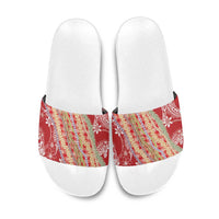 Red Palaka Hawaii Leis Slide Sandals Hawaiian-plaid Elegant Tropical Vibes LT14 Red - Polynesian Pride