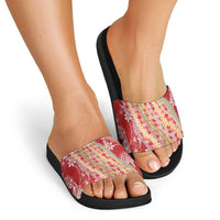 Red Palaka Hawaii Leis Slide Sandals Hawaiian-plaid Elegant Tropical Vibes LT14 - Polynesian Pride