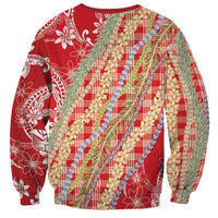 Red Palaka Hawaii Leis Sweatshirt Hawaiian-plaid Elegant Tropical Vibes LT14 - Polynesian Pride