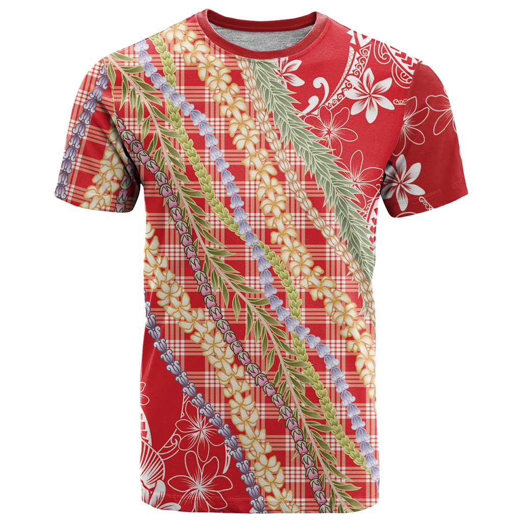 Red Palaka Hawaii Leis T Shirt Hawaiian-plaid Elegant Tropical Vibes LT14 Red - Polynesian Pride