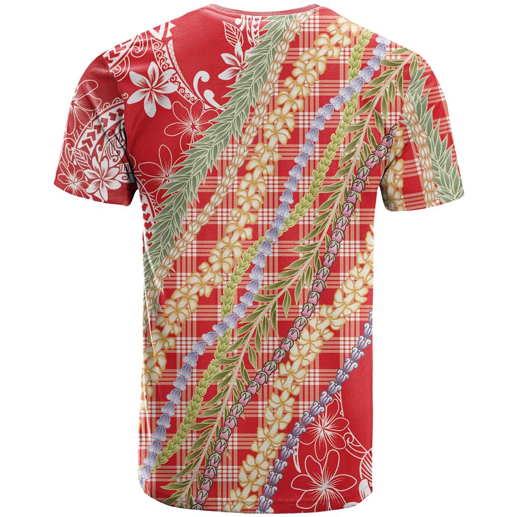 Red Palaka Hawaii Leis T Shirt Hawaiian-plaid Elegant Tropical Vibes LT14 - Polynesian Pride