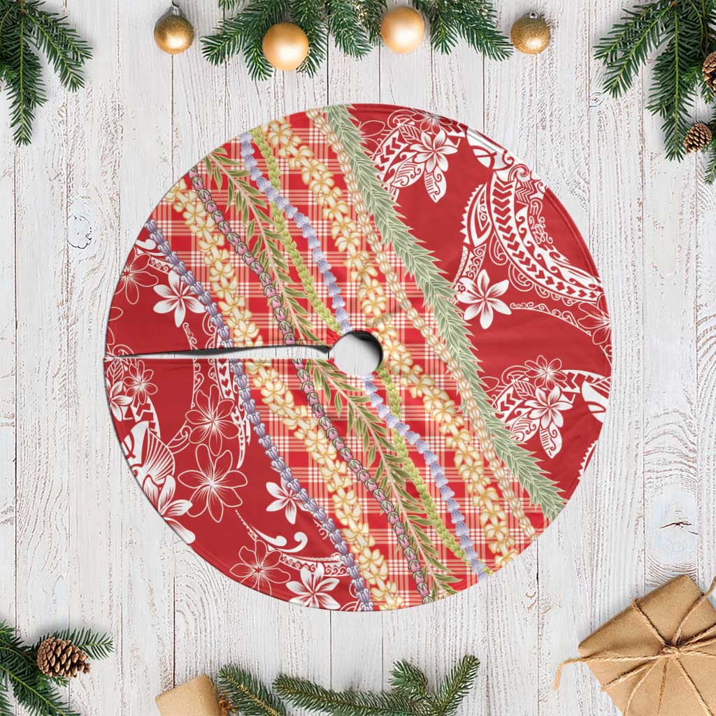 Red Palaka Hawaii Leis Tree Skirt Hawaiian-plaid Elegant Tropical Vibes LT14 Casual Red - Polynesian Pride