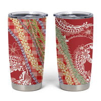 Red Palaka Hawaii Leis Tumbler Cup Hawaiian-plaid Elegant Tropical Vibes LT14 Red - Polynesian Pride