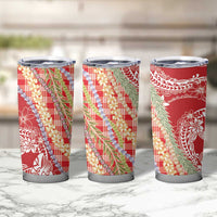Red Palaka Hawaii Leis Tumbler Cup Hawaiian-plaid Elegant Tropical Vibes LT14 - Polynesian Pride