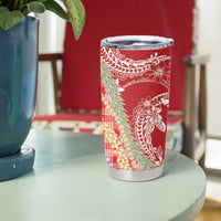 Red Palaka Hawaii Leis Tumbler Cup Hawaiian-plaid Elegant Tropical Vibes LT14 - Polynesian Pride
