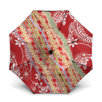Red Palaka Hawaii Leis Umbrella Hawaiian-plaid Elegant Tropical Vibes LT14 One Size Folded 11.42 inch Opened Diameter 37.4 inch Red - Polynesian Pride