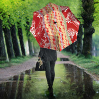 Red Palaka Hawaii Leis Umbrella Hawaiian-plaid Elegant Tropical Vibes LT14 - Polynesian Pride