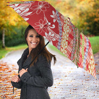 Red Palaka Hawaii Leis Umbrella Hawaiian-plaid Elegant Tropical Vibes LT14 - Polynesian Pride