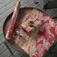 Red Palaka Hawaii Leis Wrapping Paper Hawaiian-plaid Elegant Tropical Vibes LT14 - Polynesian Pride