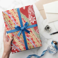 Red Palaka Hawaii Leis Wrapping Paper Hawaiian-plaid Elegant Tropical Vibes LT14 - Polynesian Pride