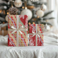 Red Palaka Hawaii Leis Wrapping Paper Hawaiian-plaid Elegant Tropical Vibes LT14 - Polynesian Pride