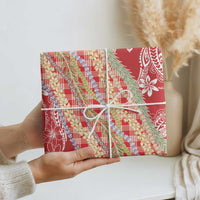 Red Palaka Hawaii Leis Wrapping Paper Hawaiian-plaid Elegant Tropical Vibes LT14 - Polynesian Pride