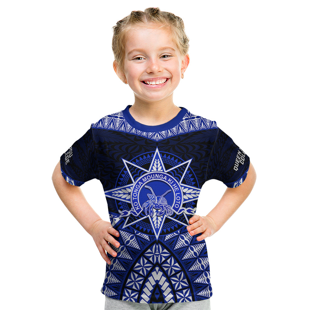 Tonga Tupou College And Queen Salote College Kid T Shirt Tongan Ngatu Pattern LT14 Blue - Polynesian Pride