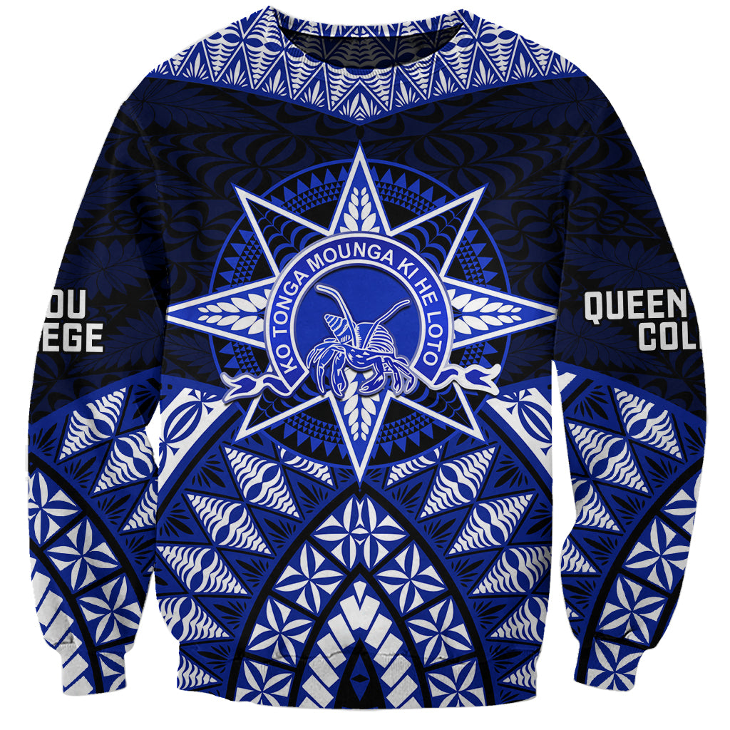 Tonga Tupou College And Queen Salote College Sweatshirt Tongan Ngatu Pattern LT14 Unisex Blue - Polynesian Pride