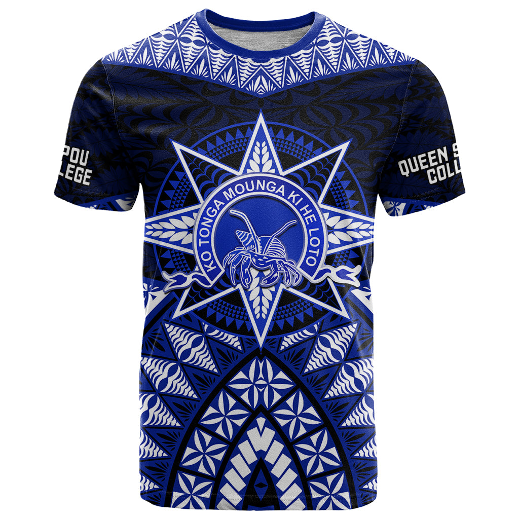 Tonga Tupou College And Queen Salote College T Shirt Tongan Ngatu Pattern LT14 Blue - Polynesian Pride