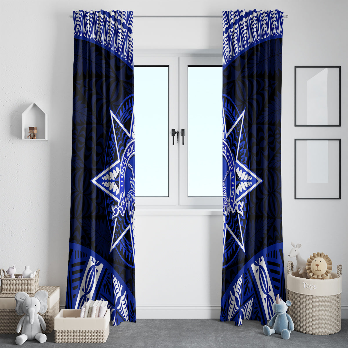 Tonga Tupou College And Queen Salote College Window Curtain Tongan Ngatu Pattern LT14 - Polynesian Pride