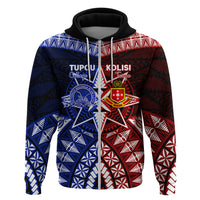 Personalised Tupou College And Kolisi Tonga Atele Hoodie Tongan Ngatu Pattern LT14 Zip Hoodie Blue - Polynesian Pride