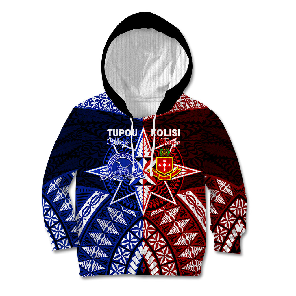 Personalised Tupou College And Kolisi Tonga Atele Kid Hoodie Tongan Ngatu Pattern LT14 Hoodie Blue - Polynesian Pride