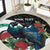 Personalised Valentine's Day New Zealand Round Carpet Tui Bird Couple Kowhaiwhai Mix Pohutukawa