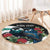 Personalised Valentine's Day New Zealand Round Carpet Tui Bird Couple Kowhaiwhai Mix Pohutukawa