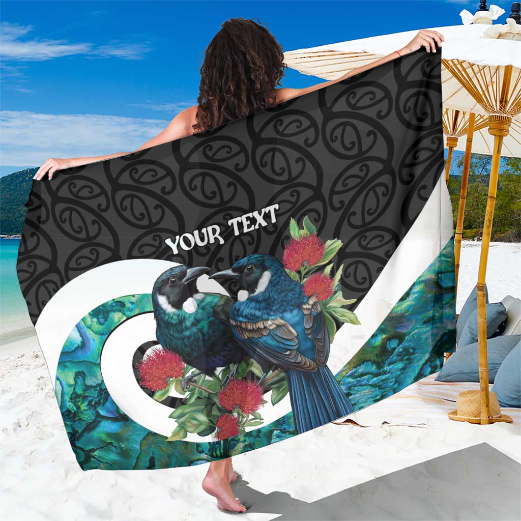 Personalised Valentine's Day New Zealand Sarong Tui Bird Couple Kowhaiwhai Mix Pohutukawa