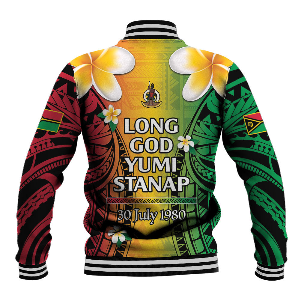Vanuatu Independence Day Baseball Jacket Long God Yumi Stanap Happy 46th Anniversary LT14 - Polynesian Pride