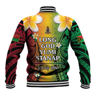Vanuatu Independence Day Baseball Jacket Long God Yumi Stanap Happy 46th Anniversary LT14 - Polynesian Pride