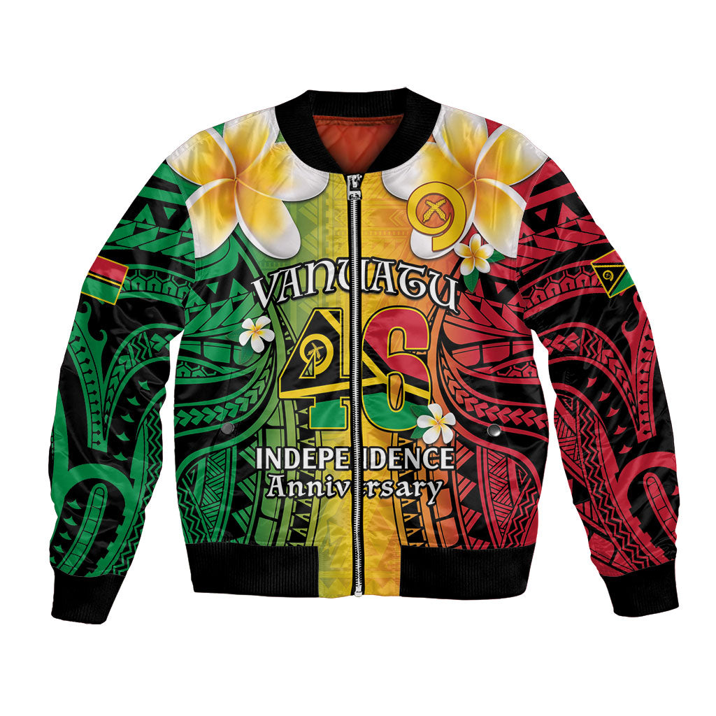 Vanuatu Independence Day Bomber Jacket Long God Yumi Stanap Happy 46th Anniversary LT14 Unisex Reggae - Polynesian Pride