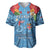 Fiji Day Baseball Jersey Happy 54 Years Of Independence Tapa Pattern Blue