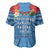 Fiji Day Baseball Jersey Happy 54 Years Of Independence Tapa Pattern Blue