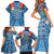 Fiji Day Family Matching Short Sleeve Bodycon Dress and Hawaiian Shirt Happy 54 Years Of Independence Tapa Pattern Blue