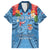 Fiji Day Family Matching Short Sleeve Bodycon Dress and Hawaiian Shirt Happy 54 Years Of Independence Tapa Pattern Blue