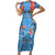 Fiji Day Family Matching Short Sleeve Bodycon Dress and Hawaiian Shirt Happy 54 Years Of Independence Tapa Pattern Blue