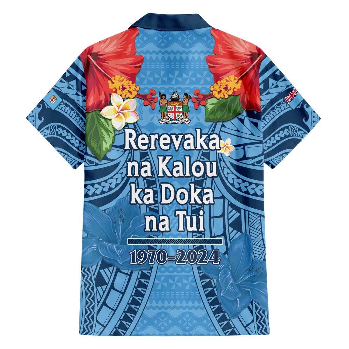 Fiji Day Hawaiian Shirt Happy 54 Years Of Independence Tapa Pattern Blue LT14 - Polynesian Pride
