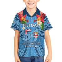 Fiji Day Hawaiian Shirt Happy 54 Years Of Independence Tapa Pattern Blue LT14 - Polynesian Pride