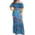 Fiji Day Off Shoulder Maxi Dress Happy 54 Years Of Independence Tapa Pattern Blue