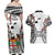 Fiji Day Couples Matching Off Shoulder Maxi Dress and Hawaiian Shirt Happy 54 Years Of Independence Tapa Pattern White