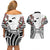 Fiji Day Couples Matching Off Shoulder Short Dress and Hawaiian Shirt Happy 54 Years Of Independence Tapa Pattern White