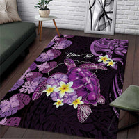 Personalised Aloha Hawaii Kauai Island Area Rug Garden Isle Map Sea Turtle Plumeria LT14 Purple - Polynesian Pride