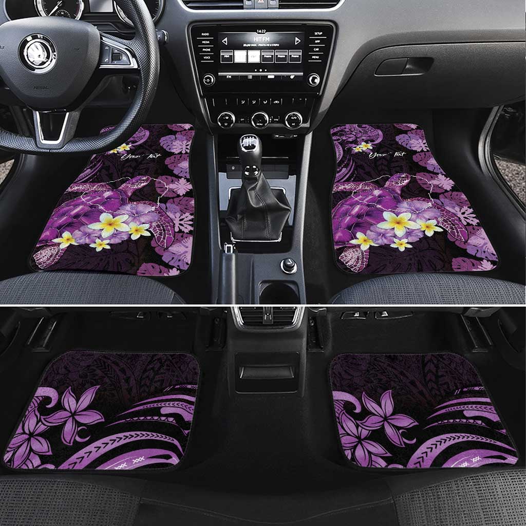 Personalised Aloha Hawaii Kauai Island Car Mats Garden Isle Map Sea Turtle Plumeria LT14 Set 4pcs Purple - Polynesian Pride