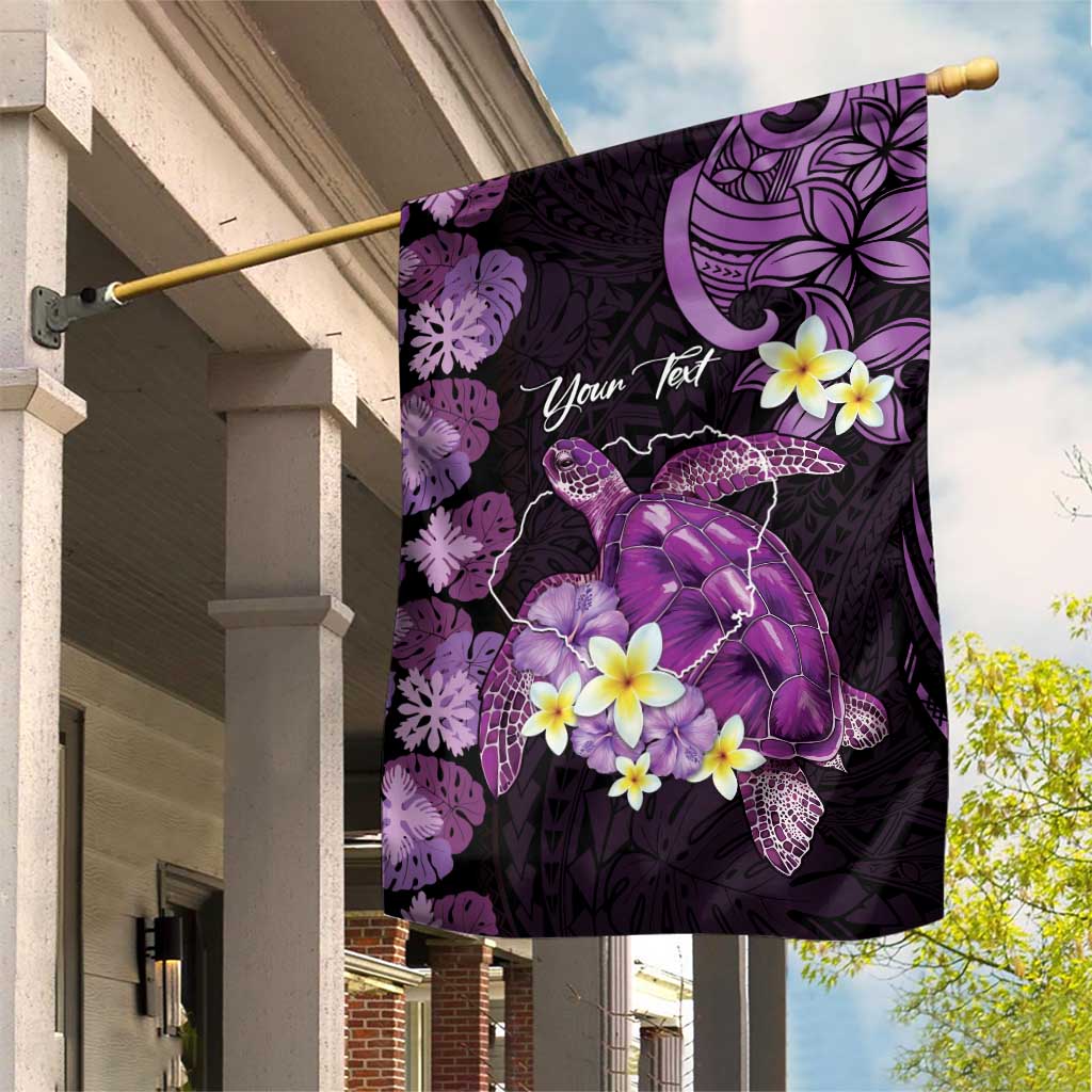 Personalised Aloha Hawaii Kauai Island Garden Flag Garden Isle Map Sea Turtle Plumeria LT14 House Flag Purple - Polynesian Pride