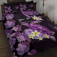 Personalised Aloha Hawaii Kauai Island Quilt Bed Set Garden Isle Map Sea Turtle Plumeria LT14 Purple - Polynesian Pride