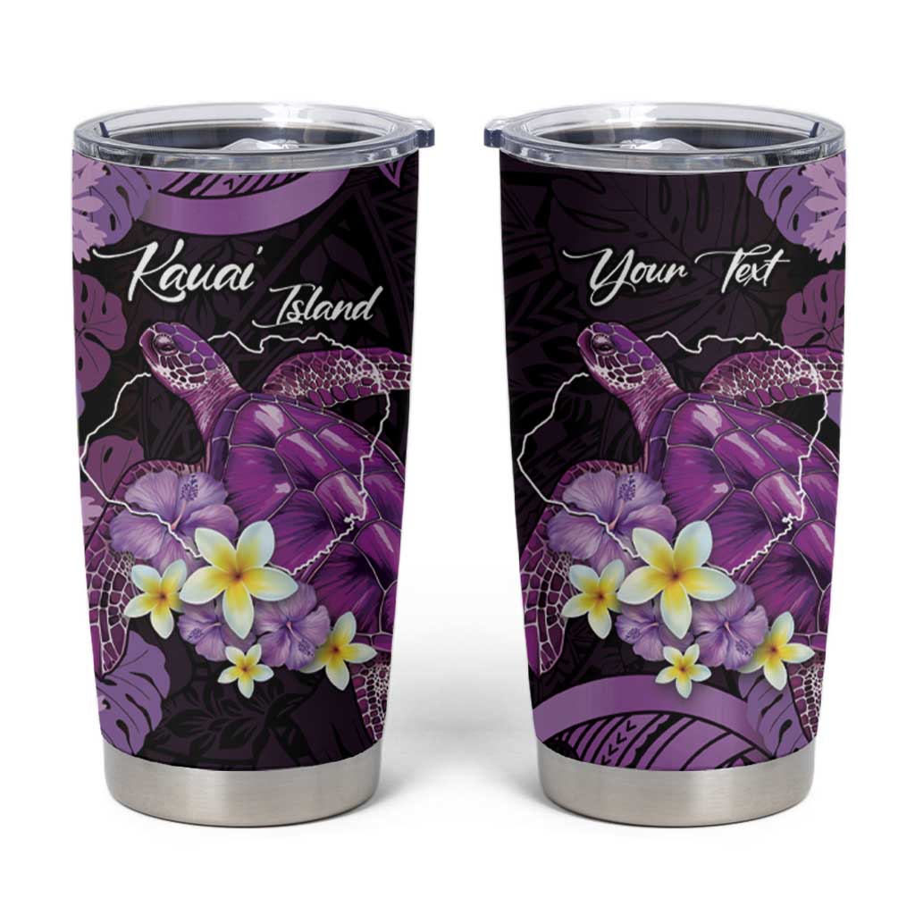 Personalised Aloha Hawaii Kauai Island Tumbler Cup Garden Isle Map Sea Turtle Plumeria LT14 Purple - Polynesian Pride