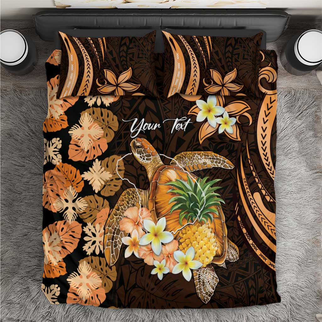 Personalised Aloha Hawaii Lanai Island Bedding Set Pineapple Isle Map Sea Turtle Plumeria LT14 Orange - Polynesian Pride