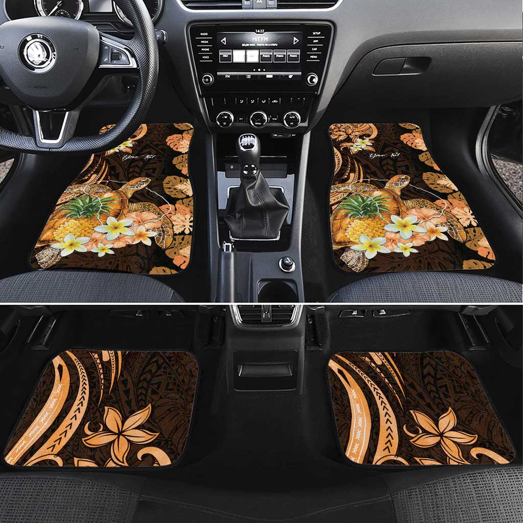 Personalised Aloha Hawaii Lanai Island Car Mats Pineapple Isle Map Sea Turtle Plumeria LT14 Set 4pcs Orange - Polynesian Pride