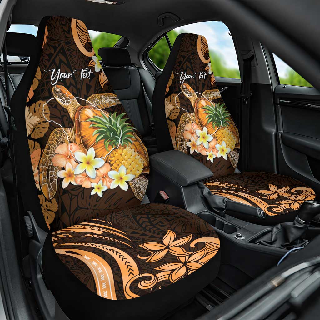 Personalised Aloha Hawaii Lanai Island Car Seat Cover Pineapple Isle Map Sea Turtle Plumeria LT14 One Size Orange - Polynesian Pride