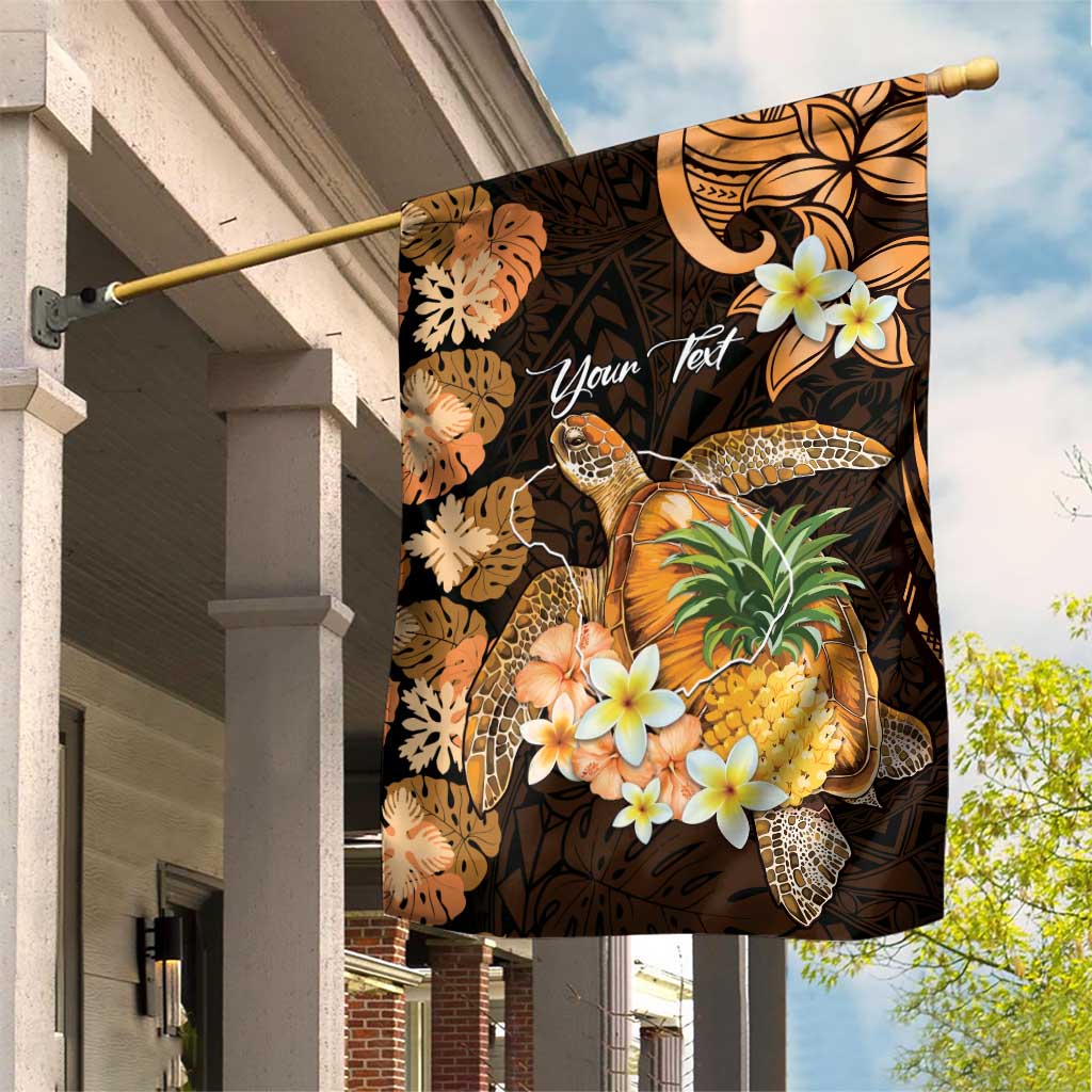 Personalised Aloha Hawaii Lanai Island Garden Flag Pineapple Isle Map Sea Turtle Plumeria LT14 House Flag Orange - Polynesian Pride