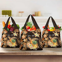 Personalised Aloha Hawaii Lanai Island Grocery Bag Pineapple Isle Map Sea Turtle Plumeria LT14 3-pack One Size Orange - Polynesian Pride