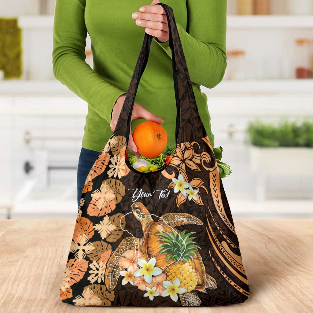 Personalised Aloha Hawaii Lanai Island Grocery Bag Pineapple Isle Map Sea Turtle Plumeria LT14 - Polynesian Pride