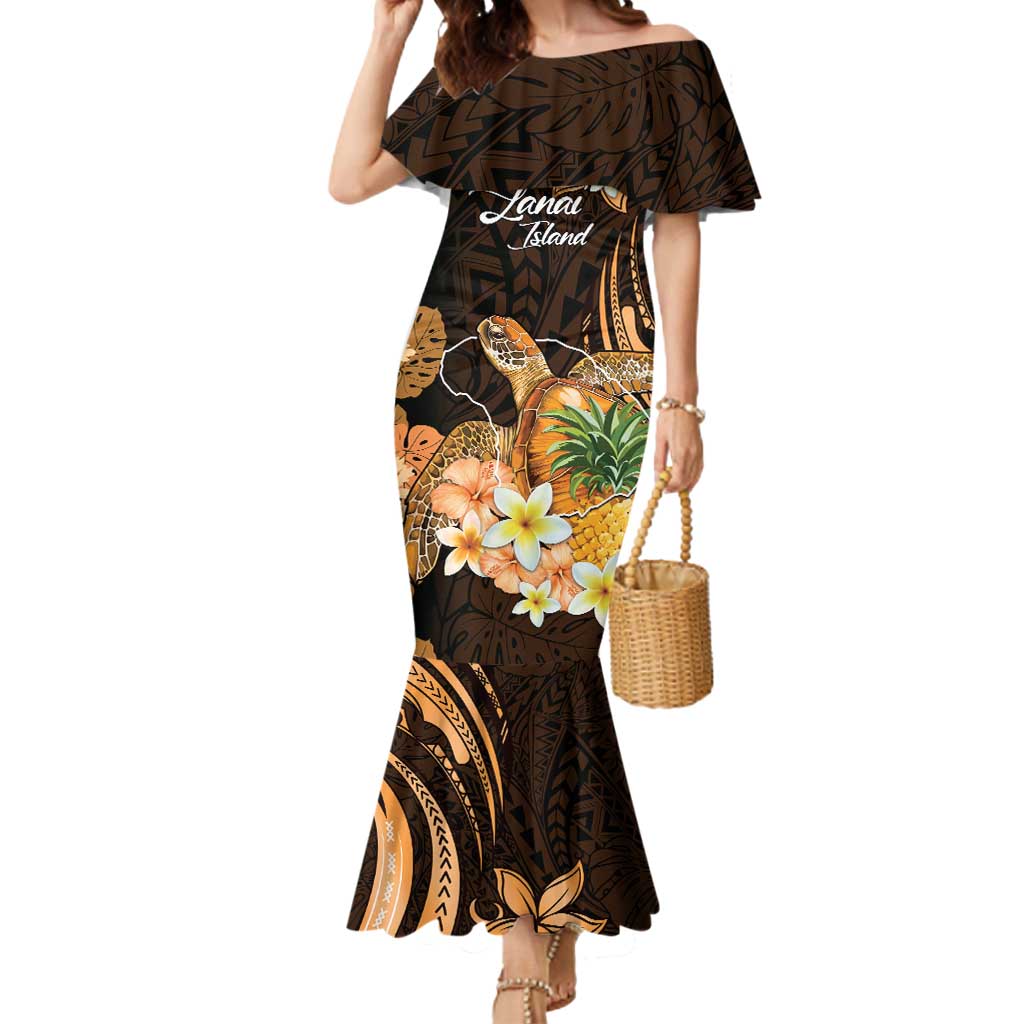 Personalised Aloha Hawaii Lanai Island Mermaid Dress Pineapple Isle Map Sea Turtle Plumeria LT14 Women Orange - Polynesian Pride